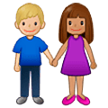 👩🏽‍🤝‍👨🏼 Emoji Mann und Frau halten Hände: mittlere Hautfarbe, mittelhelle Hautfarbe Samsung One UI 5.0.