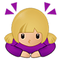 🙇🏼‍♀️ Emoji Mujer Haciendo Una Reverencia: Tono De Piel Claro Medio en Samsung One UI 5.0.