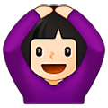 🙆🏻‍♀️ Emoji Frau mit Händen auf dem Kopf: helle Hautfarbe Samsung One UI 5.0.