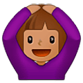 🙆🏽‍♀️ Emoji Frau mit Händen auf dem Kopf: mittlere Hautfarbe Samsung One UI 5.0.