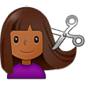 💇🏾‍♀️ Emoji Frau beim Haareschneiden: mitteldunkle Hautfarbe Samsung One UI 5.0.