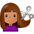 💇🏽‍♀️ Emoji Frau beim Haareschneiden: mittlere Hautfarbe Samsung One UI 5.0.