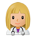 👩🏼‍⚕️ Emoji Profesional Sanitario Mujer: Tono De Piel Claro Medio en Samsung One UI 5.0.