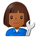 👩🏾‍🔧 Emoji Mechanikerin: mitteldunkle Hautfarbe Samsung One UI 5.0.