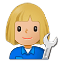 👩🏼‍🔧 Emoji Mecánica: Tono De Piel Claro Medio en Samsung One UI 5.0.
