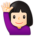 🙋🏻‍♀️ Emoji Frau mit erhobenem Arm: helle Hautfarbe Samsung One UI 5.0.