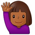 🙋🏾‍♀️ Emoji Mujer Con La Mano Levantada: Tono De Piel Oscuro Medio en Samsung One UI 5.0.