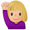 🙋🏼‍♀️ Emoji Frau mit erhobenem Arm: mittelhelle Hautfarbe Samsung One UI 5.0.