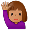 Mulher Levantando A Mão: Pele Morena Samsung One UI 5.0.