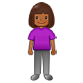 🧍🏾‍♀️ Emoji Mujer De Pie: Tono De Piel Oscuro Medio en Samsung One UI 5.0.