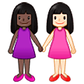 👩🏿‍🤝‍👩🏻 Emoji händchenhaltende Frauen: dunkle Hautfarbe, helle Hautfarbe Samsung One UI 5.0.