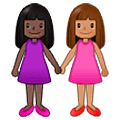 Emoji 👩🏿‍🤝‍👩🏽 Due Donne Che Si Tengono Per Mano: Carnagione Scura E Carnagione Olivastra su Samsung One UI 5.0.