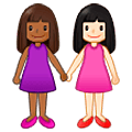 👩🏾‍🤝‍👩🏻 Emoji Duas Mulheres De Mãos Dadas: Pele Morena Escura E Pele Clara na Samsung One UI 5.0.