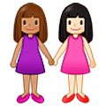 👩🏽‍🤝‍👩🏻 Emoji Duas Mulheres De Mãos Dadas: Pele Morena E Pele Clara na Samsung One UI 5.0.