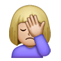 🤦🏼‍♀️ Emoji sich an den Kopf fassende Frau: mittelhelle Hautfarbe Samsung One UI 6.1.