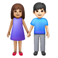 👩🏽‍🤝‍👨🏻 Emoji Mann und Frau halten Hände: mittlere Hautfarbe, helle Hautfarbe Samsung One UI 6.1.