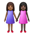 👩🏾‍🤝‍👩🏿 Emoji Mujeres De La Mano: Tono De Piel Oscuro Medio, Tono De Piel Oscuro en Samsung One UI 6.1.