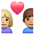 👨🏼‍❤️‍👩🏽 Emoji Liebespaar - Mann: mittelhelle Hautfarbe, Frau: mittlere Hautfarbe Samsung One UI 6.1.