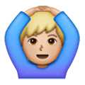 🙆🏼‍♂️ Emoji Mann mit Händen auf dem Kopf: mittelhelle Hautfarbe Samsung One UI 6.1.