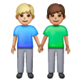 👨🏼‍🤝‍👨🏽 Emoji händchenhaltende Männer: mittelhelle Hautfarbe, mittlere Hautfarbe Samsung One UI 6.1.