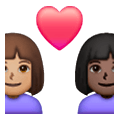 Emoji 👩🏽‍❤️‍👩🏿 Coppia Con Cuore - Donna: Carnagione Abbastanza Chiara, Donna: Carnagione Scura su Samsung One UI 6.1.