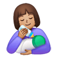 👩🏽‍🍼 Emoji stillende Frau: mittlere Hautfarbe Samsung One UI 6.1.