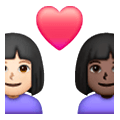 👩🏻‍❤️‍👩🏿 Emoji Casal Apaixonado - Mulher: Pele Clara, Mulher: Pele Escura na Samsung One UI 6.1.