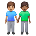 Emoji 👨🏽‍🤝‍👨🏾 Due Uomini Che Si Tengono Per Mano: Carnagione Olivastra E Carnagione Abbastanza Scura su Samsung One UI 6.1.