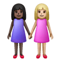 Emoji 👩🏿‍🤝‍👩🏼 Due Donne Che Si Tengono Per Mano: Carnagione Scura E Carnagione Abbastanza Chiara su Samsung One UI 6.1.