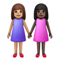 Emoji 👩🏽‍🤝‍👩🏿 Due Donne Che Si Tengono Per Mano: Carnagione Olivastra E Carnagione Scura su Samsung One UI 6.1.