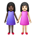 👩🏿‍🤝‍👩🏻 Emoji Mujeres De La Mano: Tono De Piel Oscuro Y Tono De Piel Claro en Samsung One UI 6.1.