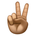 ✌🏽 Emoji Victory-Geste: mittlere Hautfarbe Samsung One UI 6.1.