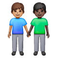 👨🏽‍🤝‍👨🏿 Emoji händchenhaltende Männer: mittlere Hautfarbe, dunkle Hautfarbe Samsung One UI 6.1.