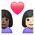 👩🏿‍❤️‍👩🏻 Emoji Casal Apaixonado - Mulher: Pele Escura, Mulher: Pele Clara na Samsung One UI 6.1.
