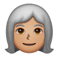 👩🏽‍🦳 Emoji Frau: mittlere Hautfarbe, weißes Haar Samsung One UI 6.1.