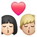 👩🏻‍❤️‍💋‍👨🏼 Emoji Beso - Mujer: Tono De Piel Claro, Hombre: Tono De Piel Claro Medio en Samsung One UI 6.1.