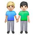 👨🏼‍🤝‍👨🏻 Emoji händchenhaltende Männer: mittelhelle Hautfarbe, helle Hautfarbe Samsung One UI 6.1.
