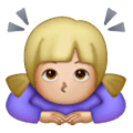 Emoji 🙇🏼‍♀️ Donna Che Fa Inchino Profondo: Carnagione Abbastanza Chiara su Samsung One UI 6.1.