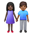 👩🏿‍🤝‍👨🏾 Emoji Mann und Frau halten Hände: dunkle Hautfarbe, mitteldunkle Hautfarbe Samsung One UI 6.1.