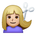 💇🏼‍♀️ Emoji Mujer Cortándose El Pelo: Tono De Piel Claro Medio en Samsung One UI 6.1.