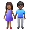 👩🏾‍🤝‍👨🏿 Emoji Mann und Frau halten Hände: mitteldunkle Hautfarbe, dunkle Hautfarbe Samsung One UI 6.1.