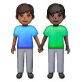 👨🏾‍🤝‍👨🏿 Emoji händchenhaltende Männer: mitteldunkle Hautfarbe, dunkle Hautfarbe Samsung One UI 6.1.