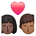 👩🏿‍❤️‍💋‍👨🏾 Emoji Beso - Mujer: Tono De Piel Oscuro, Hombre: Tono De Piel Oscuro Medio en Samsung One UI 6.1.