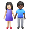 👩🏻‍🤝‍👨🏿 Emoji Mann und Frau halten Hände: helle Hautfarbe, dunkle Hautfarbe Samsung One UI 6.1.