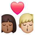 👩🏾‍❤️‍💋‍👨🏼 Emoji sich küssendes Paar - Frau: mitteldunkle Hautfarbe, Mann: mittelhelle Hautfarbe Samsung One UI 6.1.