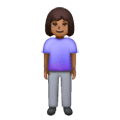 🧍🏾‍♀️ Emoji Mujer De Pie: Tono De Piel Oscuro Medio en Samsung One UI 6.1.