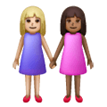 Émoji 👩🏼‍🤝‍👩🏾 Deux Femmes Se Tenant La Main : Peau Moyennement Claire Et Peau Mate sur Samsung One UI 6.1.