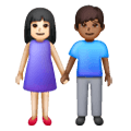 👩🏻‍🤝‍👨🏾 Emoji Mann und Frau halten Hände: helle Hautfarbe, mitteldunkle Hautfarbe Samsung One UI 6.1.