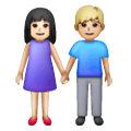 👩🏻‍🤝‍👨🏼 Emoji Homem E Mulher De Mãos Dadas: Pele Clara E Pele Morena Clara na Samsung One UI 6.1.