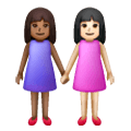 Émoji 👩🏾‍🤝‍👩🏻 Deux Femmes Se Tenant La Main : Peau Mate Et Peau Claire sur Samsung One UI 6.1.